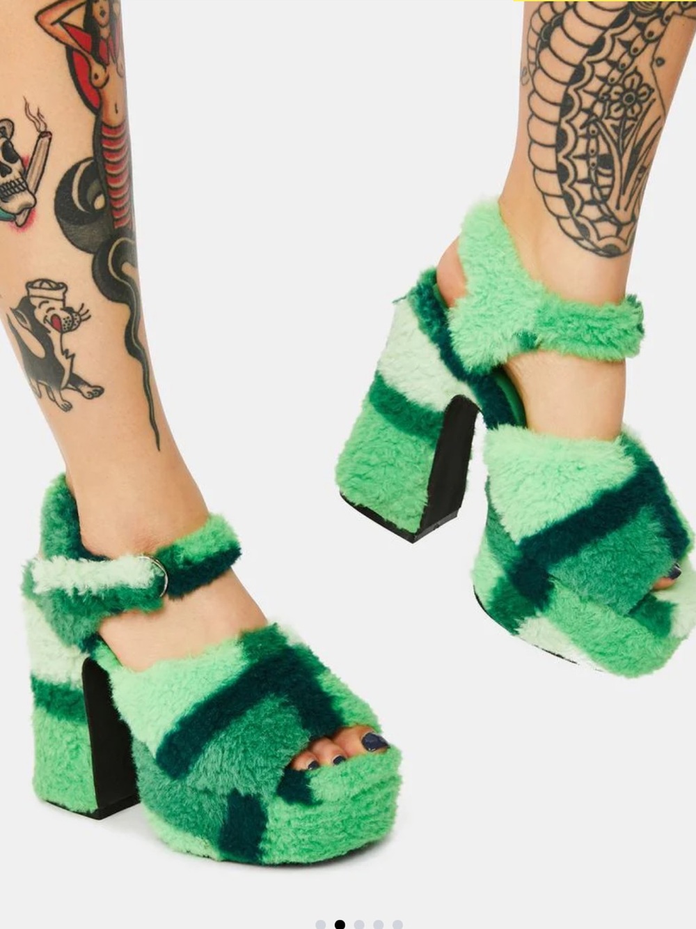 dELIA's green faux fur plaid platform heels by DOLLS KILL 11 M